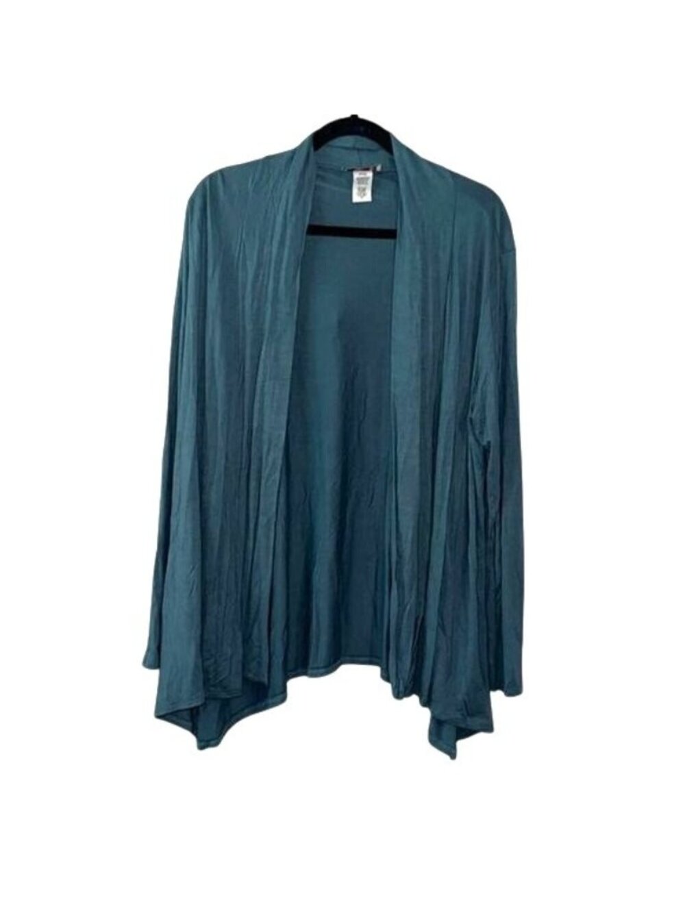 Front Of Closet Open Front Teal Cardigan Sweater 1X Rayon & Spandex Blend Lightw